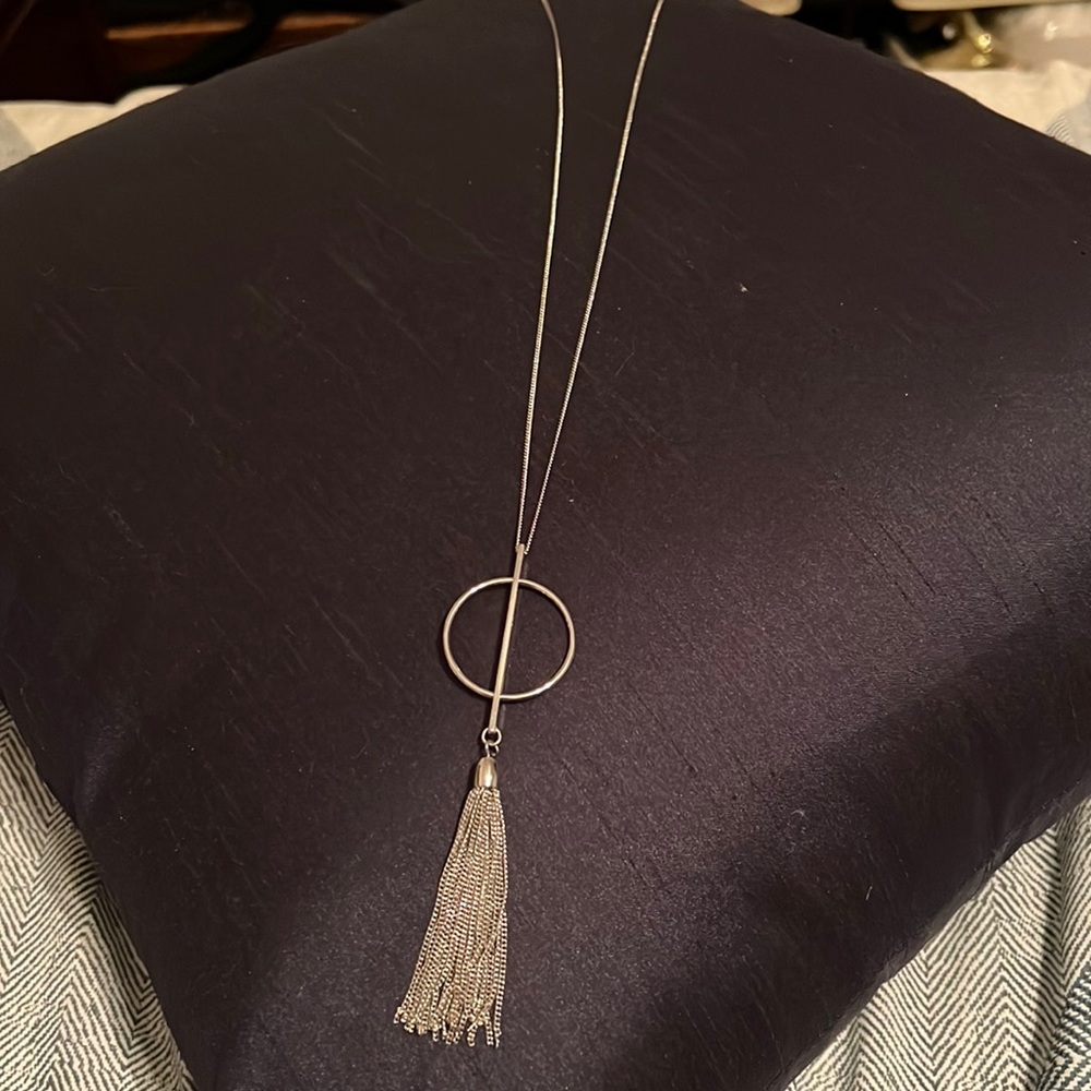 Long silver necklace